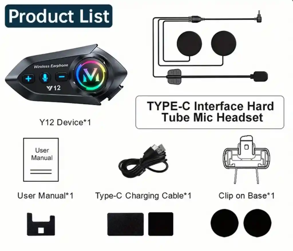 Intercomunicador Y12 Para Casco De Moto