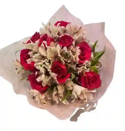 ❤️🤍 Bouquet Rosas Rojas Y Alstroemerias Blancas