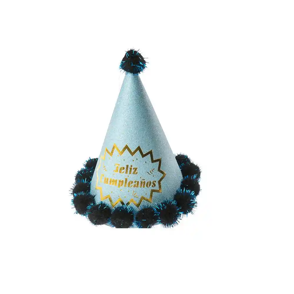 Gorro Escarchado Azul Con Frase Feliz Cumpleaños Para Fiestas Cumpleaños