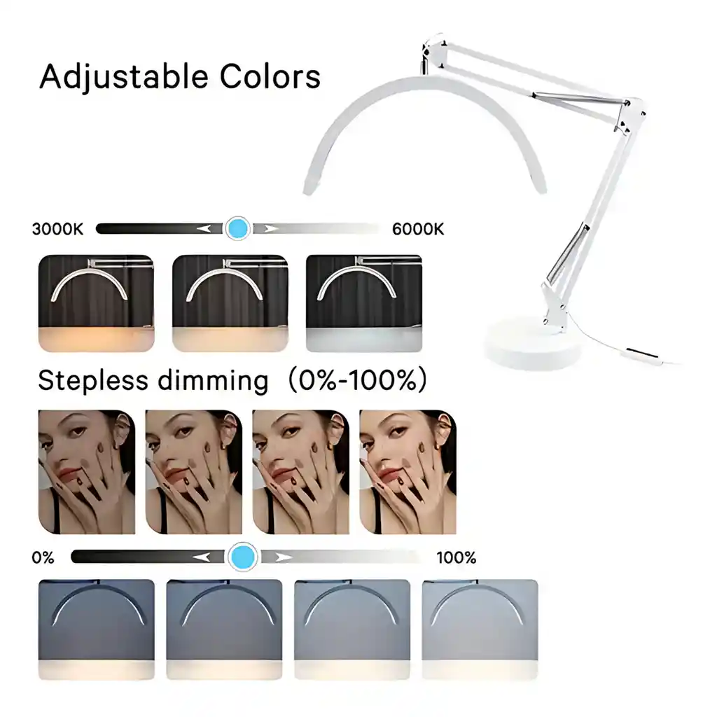 Lampara Fs-16x2 Media Luna Led Con Base Blanca