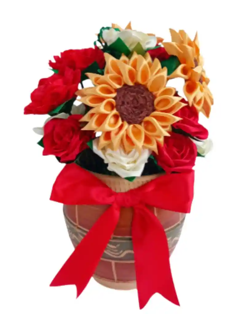 Ramo De Rosas Y Girasoles Radiante Eterno
