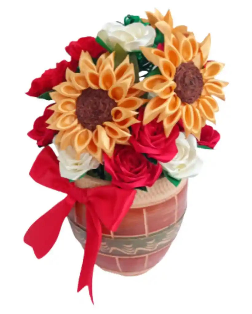 Ramo De Rosas Y Girasoles Radiante Eterno