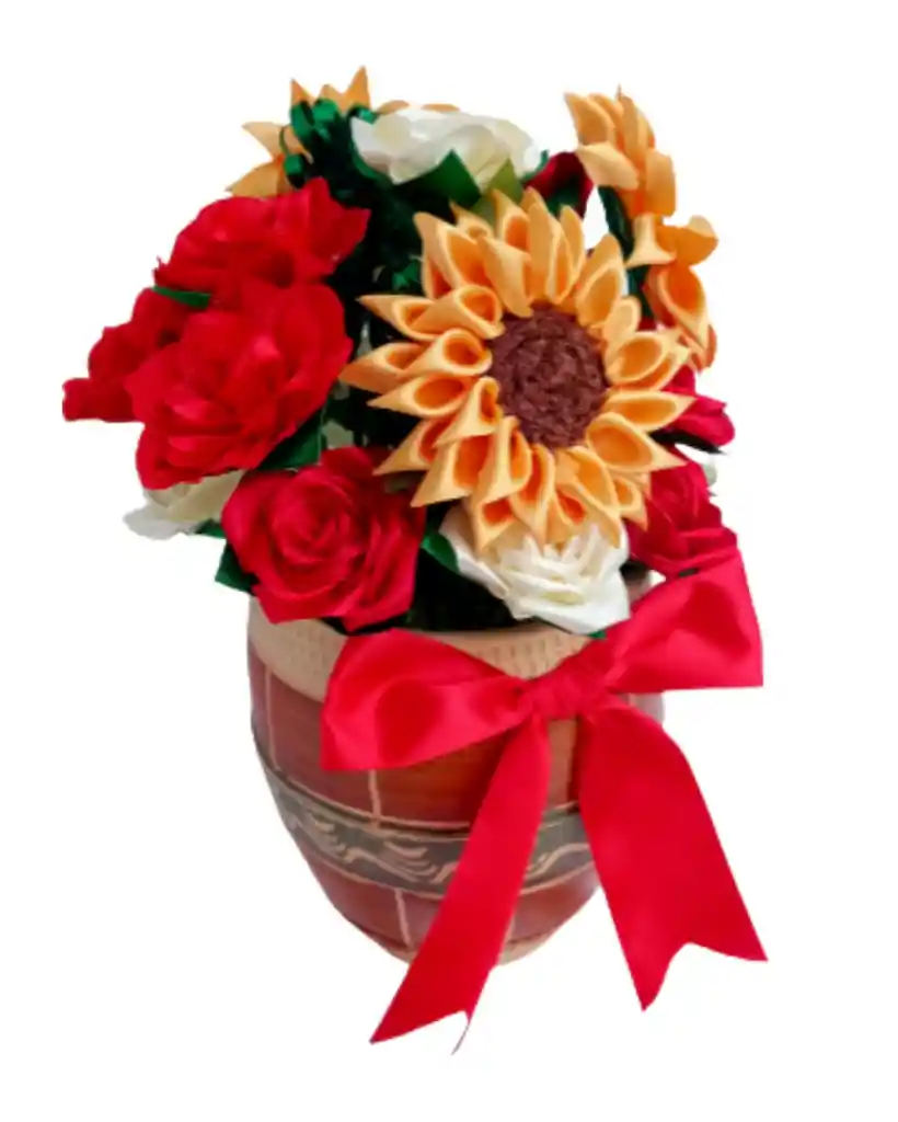 Ramo De Rosas Y Girasoles Radiante Eterno