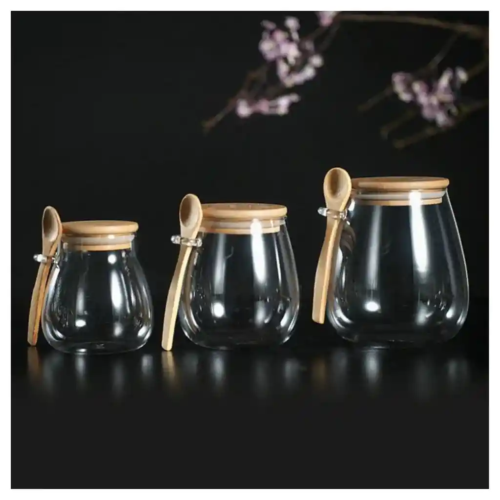 Elegante Colección De Frascos De Vidrio Con Tapa Y Cuchara