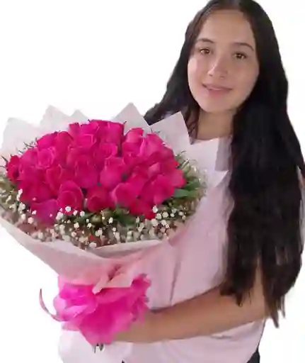 Arreglo De Rosas Fucsia Buchon