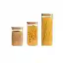 Set X3 Frasco Hermético Vidrio Con Porta Cuchara Cuadrado