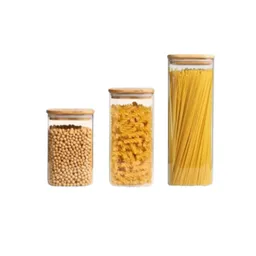 Set X3 Frasco Hermético Vidrio Con Porta Cuchara Cuadrado