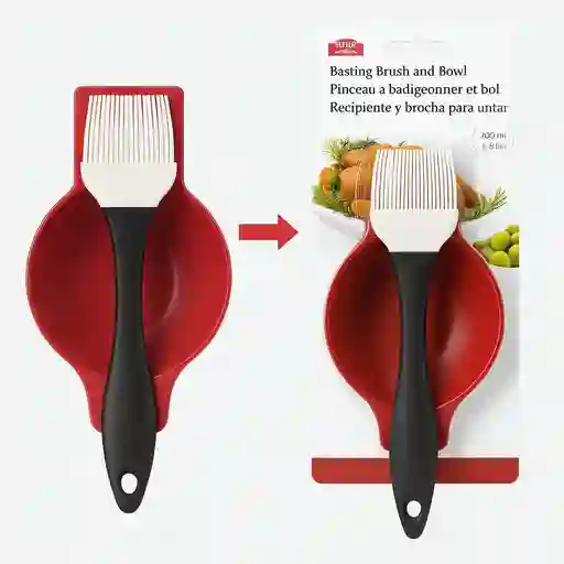 Recipiente + Brocha Para Untar Carne Parrilla Rama Design
