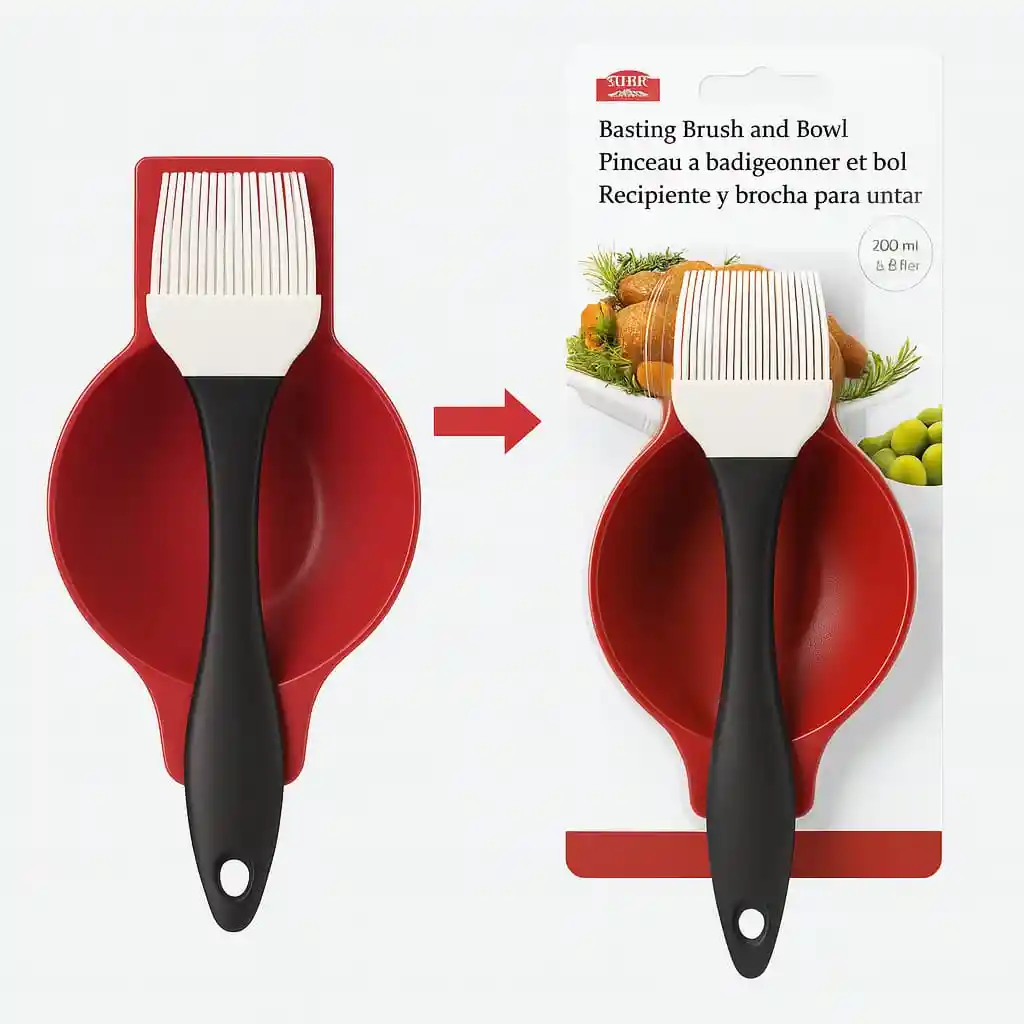 Recipiente + Brocha Para Untar Carne Parrilla Rama Design