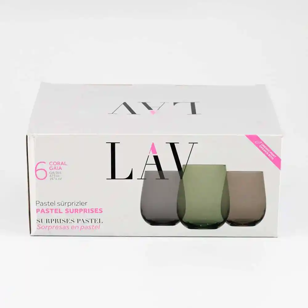 Vaso Corto Lav Gaia Multicolor 475 Ml 6 Pz Vidrio