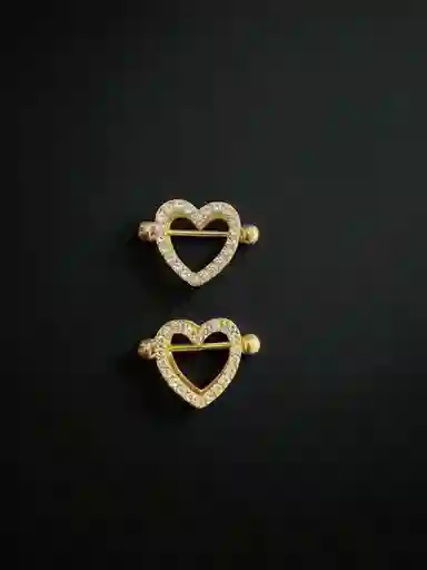 Piercing Pezoneras En Forma De Corazon Dorado