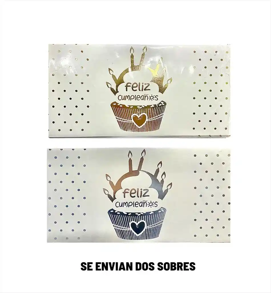 Lluvia De Sobres Feliz Cumpleaños Diseño Cupcake X 2 Unidades