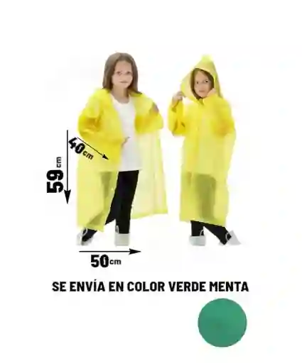 Impermeable Para Niños Talla M Color Verde Menta