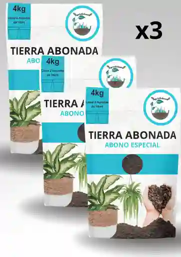 X3 Tierra Abonada Plantas Todo Tipo Cultivos Crecimiento 4kg