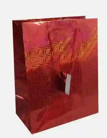 Bolsa De Regalo Metalizada Primavera Holograma Rojo Talla L medida 32 Cm Alto * 26 Cm Ancho