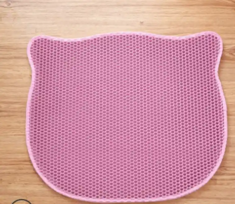 Tapete Para Arenero De Forma De Gato Capa Doble Rosado
