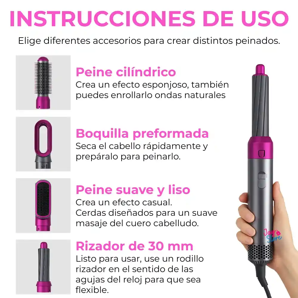 Cepillo Secador Ondulador Rizador 5 En 1 Hot Air Styler