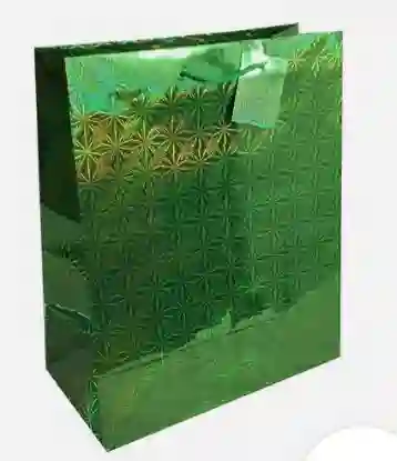 Bolsa De Regalo Metalizada Primavera Holograma Verde Talla M Medida 18 Cm Alto * 23 Cm Ancho