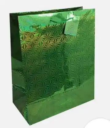 Bolsa De Regalo Metalizada Primavera Holograma Verde Talla M Medida 18 Cm Alto * 23 Cm Ancho