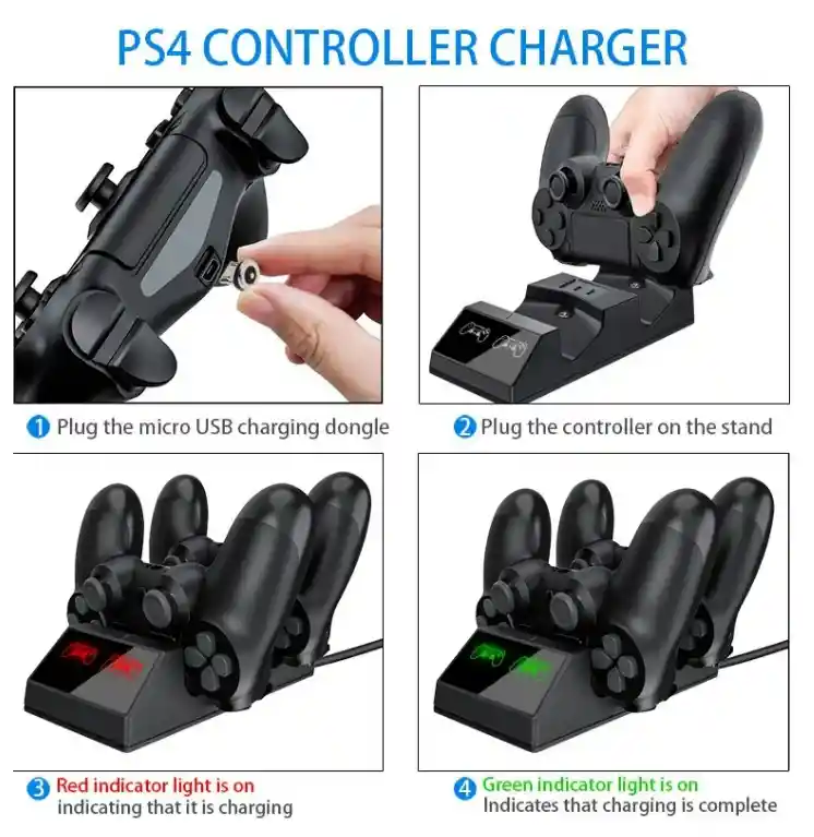 Cargador Dual Con Controlador Usb Ps4 Slim Ps4 Pro Dualshock