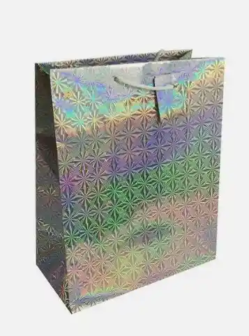 Bolsa De Regalo Metalizada Primavera Holograma Plateado Talla S Medida 12 Cm Alto * 16 Cm Ancho
