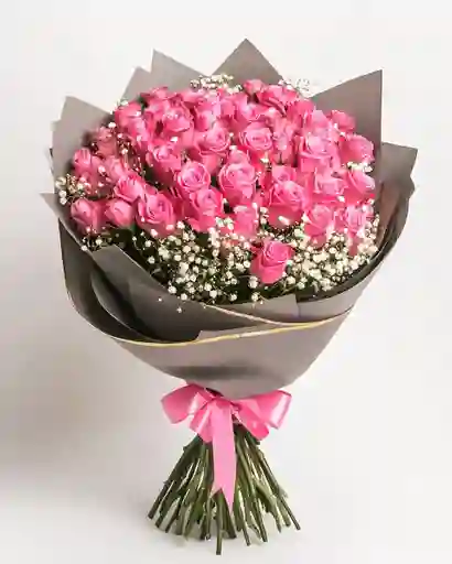 Ramo Romance Intenso – 50 Rosas Rosado Oscuro