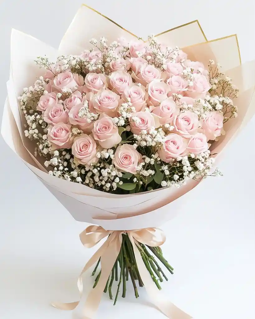 Ramo Amor De Primavera – 50 Rosas Rosado Claro