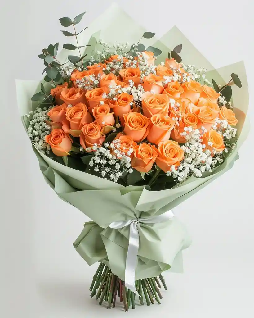 Ramo Encendido De 50 Rosas Naranjas – Brillo Emocional