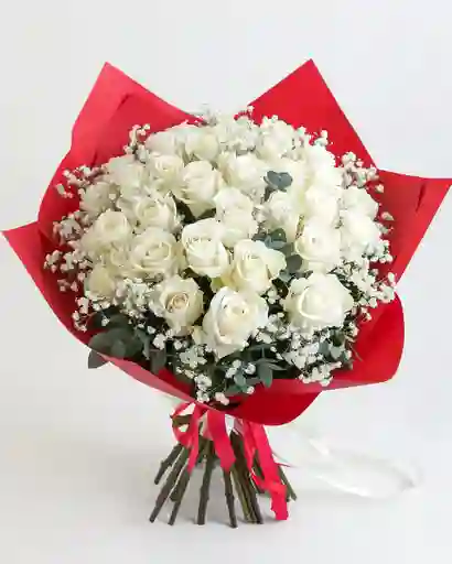 Ramo Premium De Rosas Blancas – Pureza Profunda (50 Tallos)