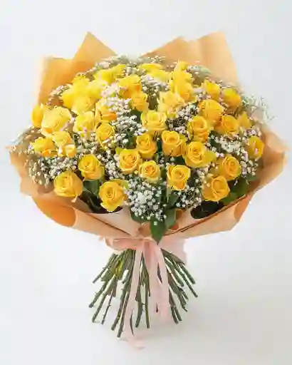 Ramo Dorado De 50 Rosas Amarillas – Luz Y Vida