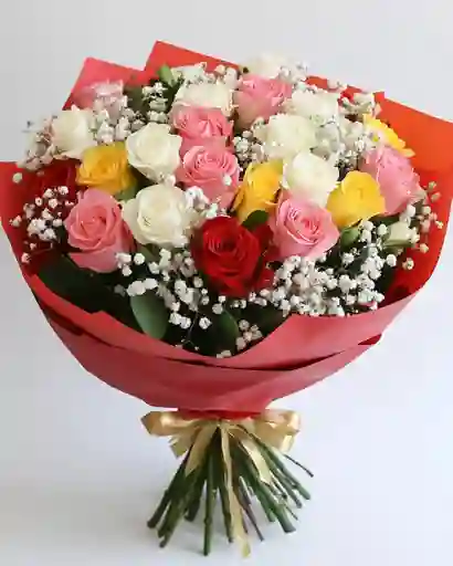 Ramo Diversidad De Emociones – 25 Rosas Multicolor