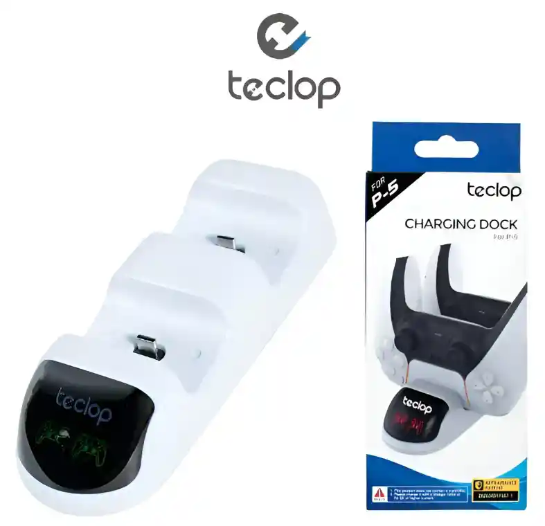 Cargador Doble Compatible Control Ps5 Carga Rápida Luz Led