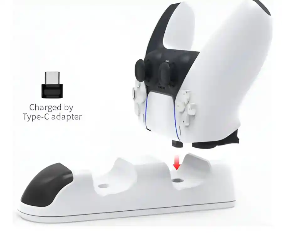 Cargador Doble Compatible Control Ps5 Carga Rápida Luz Led
