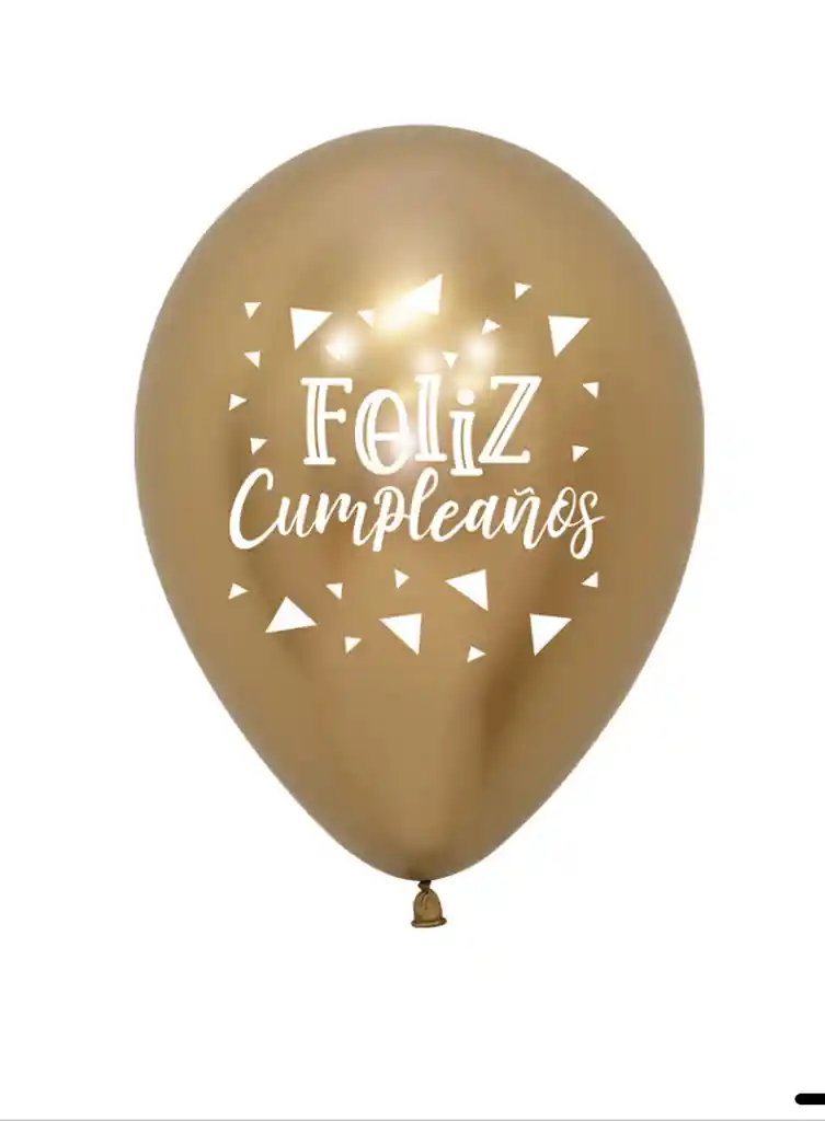 Bomba R12 Dorada Féliz Cumpleaños Triángulos