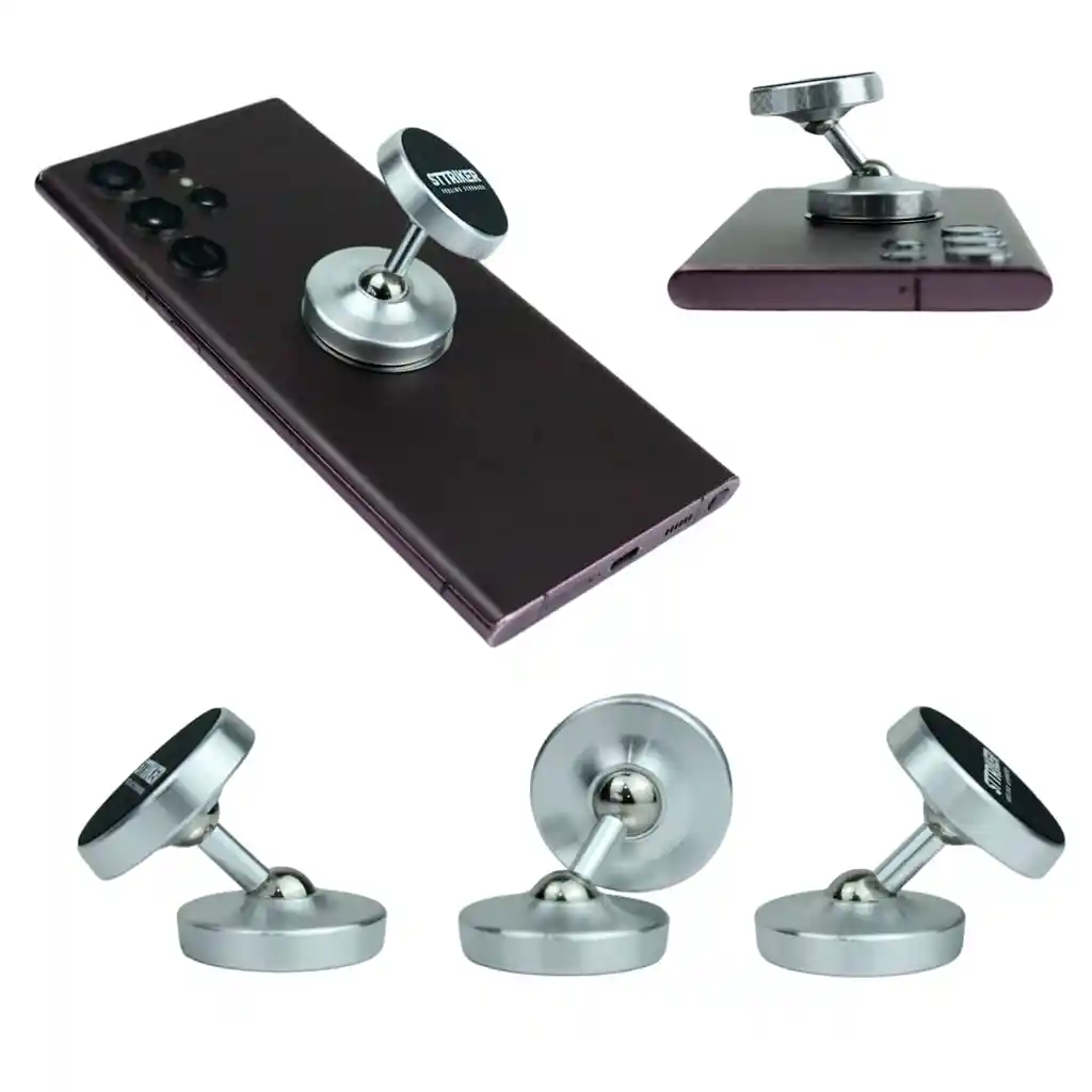 Soporte Celular Magnético Tripode Iman Gym 360° Plateado