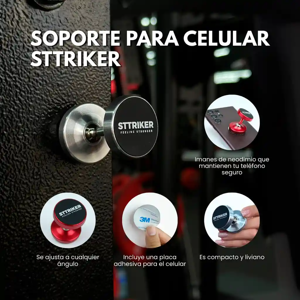 Soporte Celular Magnético Tripode Iman Gym 360° Rojo