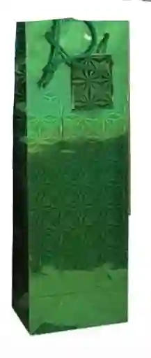 Bolsa De Regalo Para Botella Metalizada Primavera Holograma Verde Medida 13 Cm Alto * 40 Cm Ancho