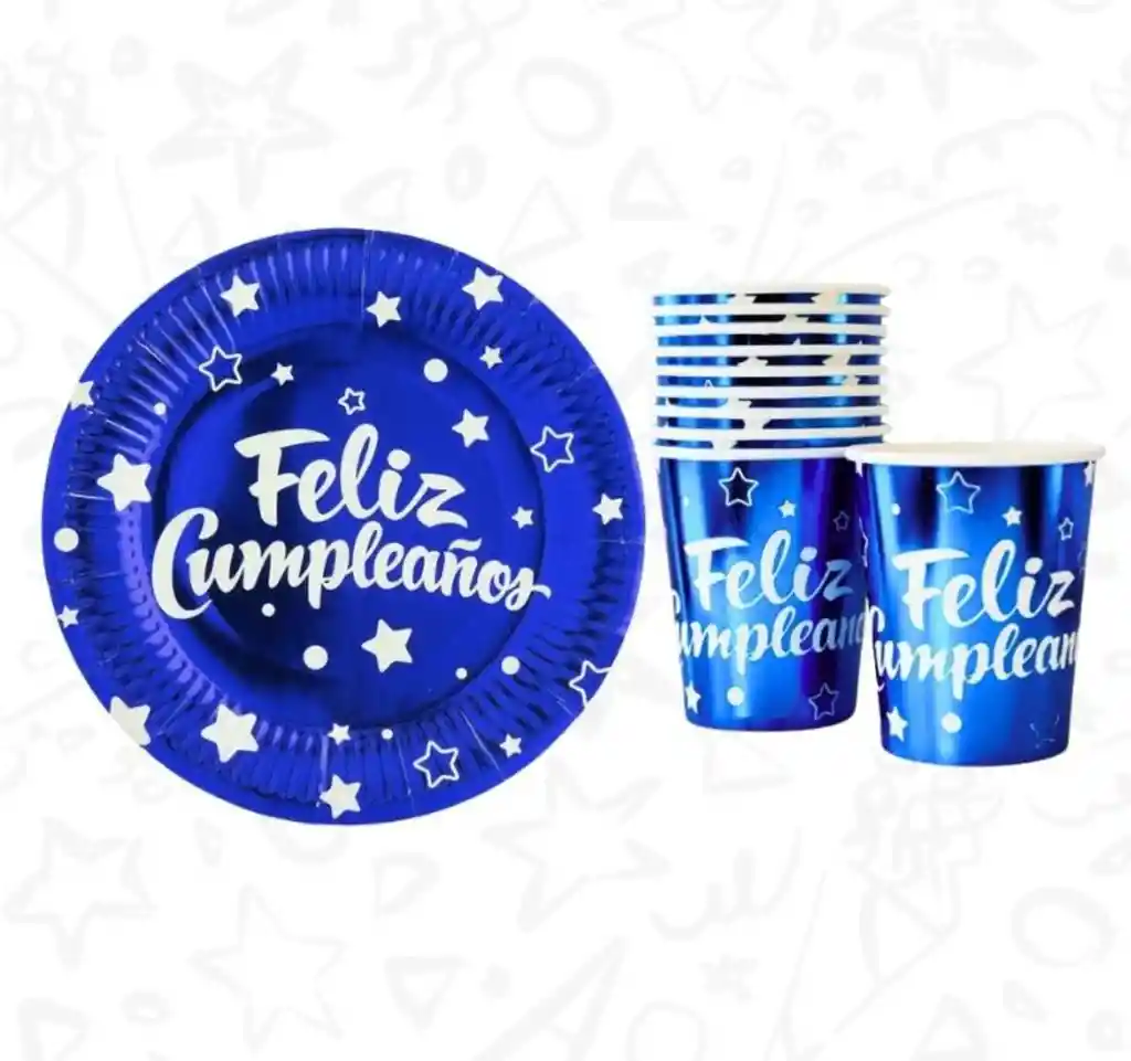 Platos Y Vasos Sutiles Metalizados X10 Ideal Para Fiestas