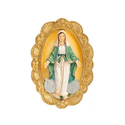 Figura Religiosa Placa Virgen De La Medalla Milagrosa 15cm Porcelana Italiana Firenzi