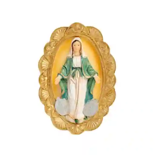 Figura Religiosa Placa Virgen De La Medalla Milagrosa 15cm Porcelana Italiana Firenzi