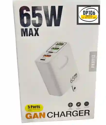 Cargador 65w 5 Puertos Carga Rapida Gan Charger