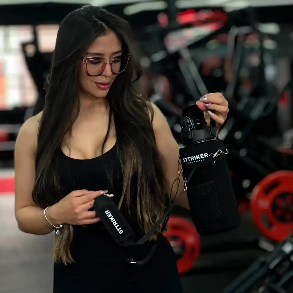 Termo Sttriker 2l Agua Bolso + Funda Maleta Motivacional Negro
