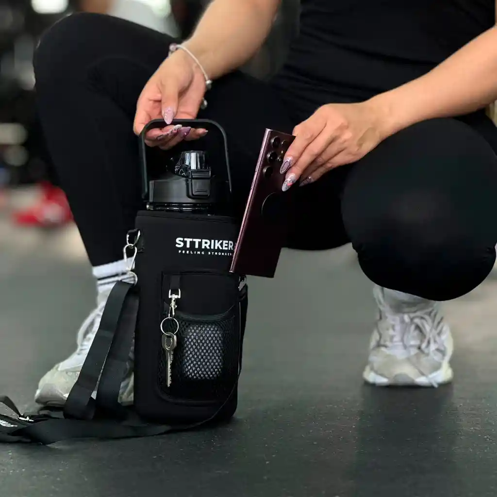Termo Sttriker 2l Agua Bolso + Funda Maleta Motivacional Negro