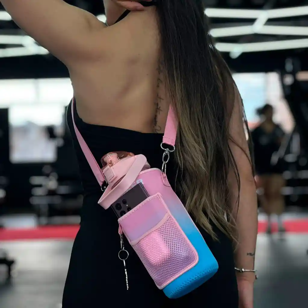 Termo Sttriker 2l Agua Bolso + Funda Maleta Motivacional Rosa