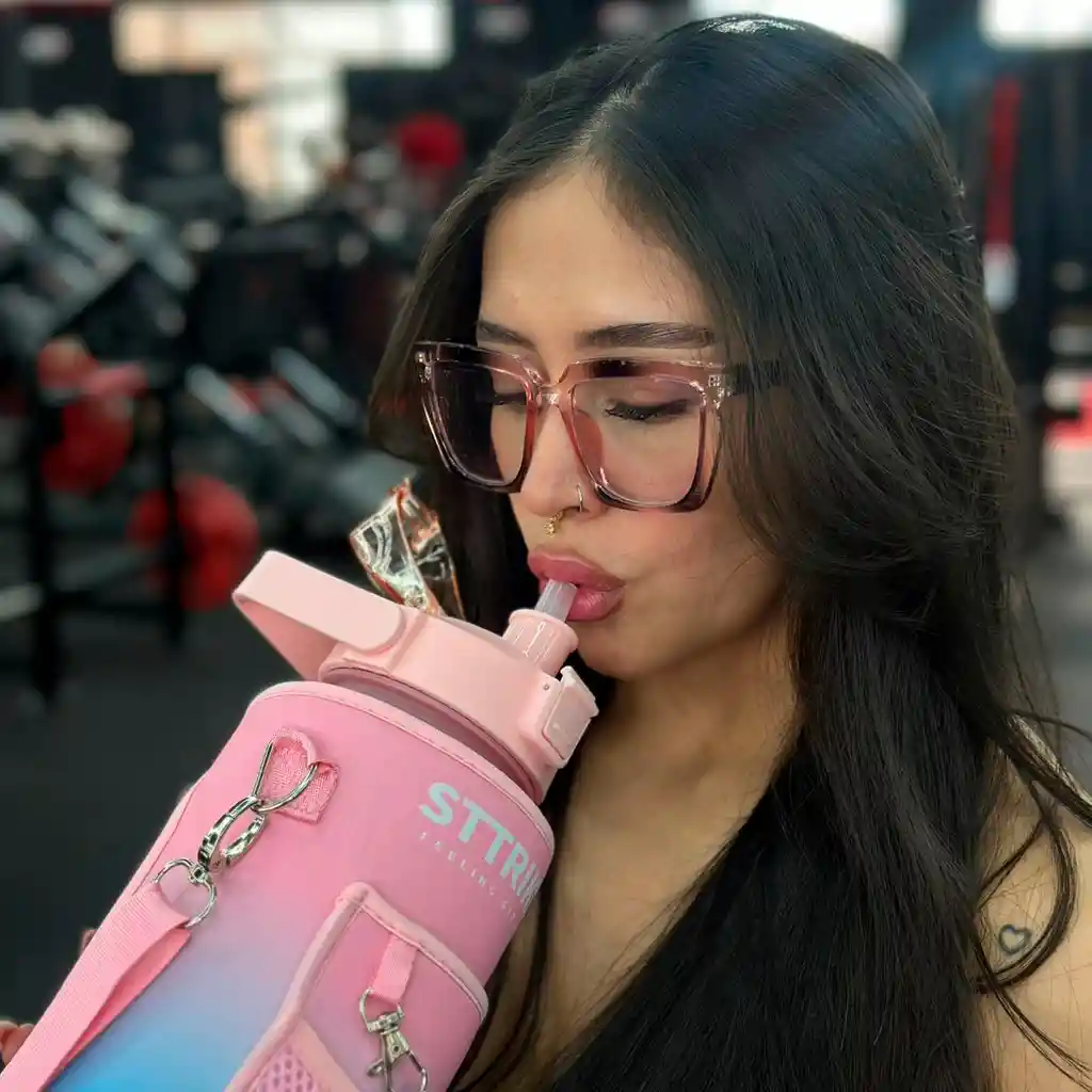 Termo Sttriker 2l Agua Bolso + Funda Maleta Motivacional Rosa
