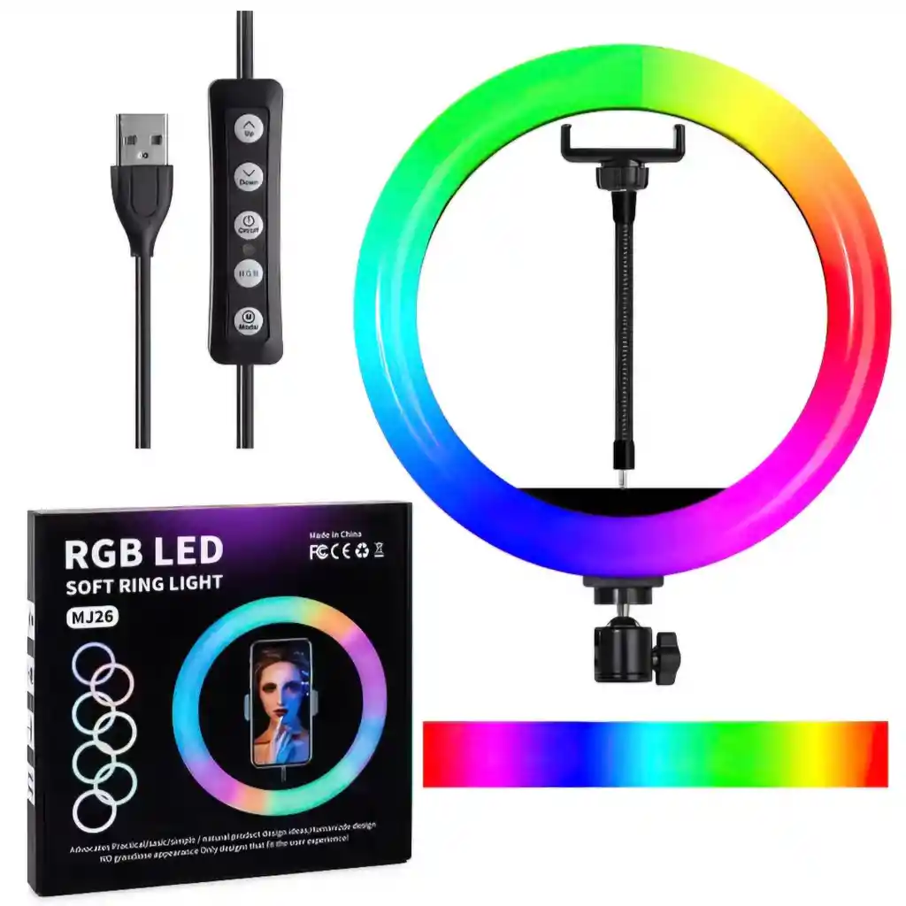 Aro De Luz Rgb 26 Cm Profesional + tripode