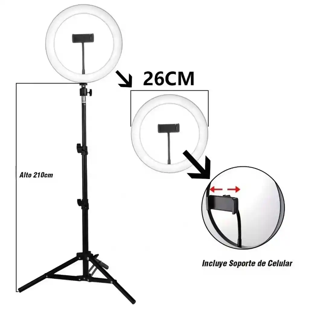 Aro De Luz Rgb 26 Cm Profesional + tripode