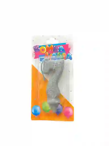 Vela Para Torta De Cumpleaños Diseño Numero Siete Color Plateado