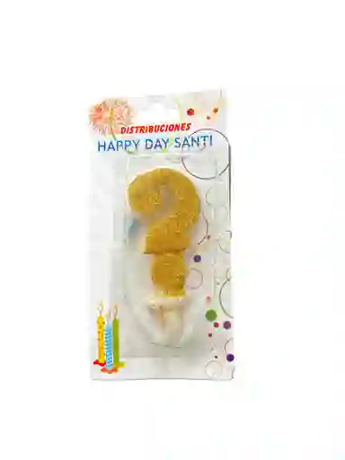 Vela Para Torta De Cumpleaños Diseño Signo De Interrogacion Color Dorado