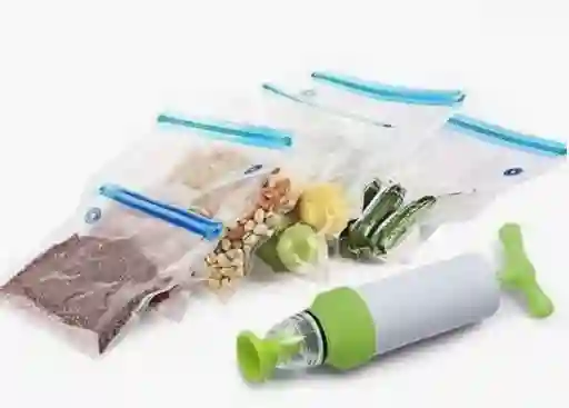 5 Bolsa Cierre Y Empaque Al Vacío Comida 21x22cm Mas 1 Bomba